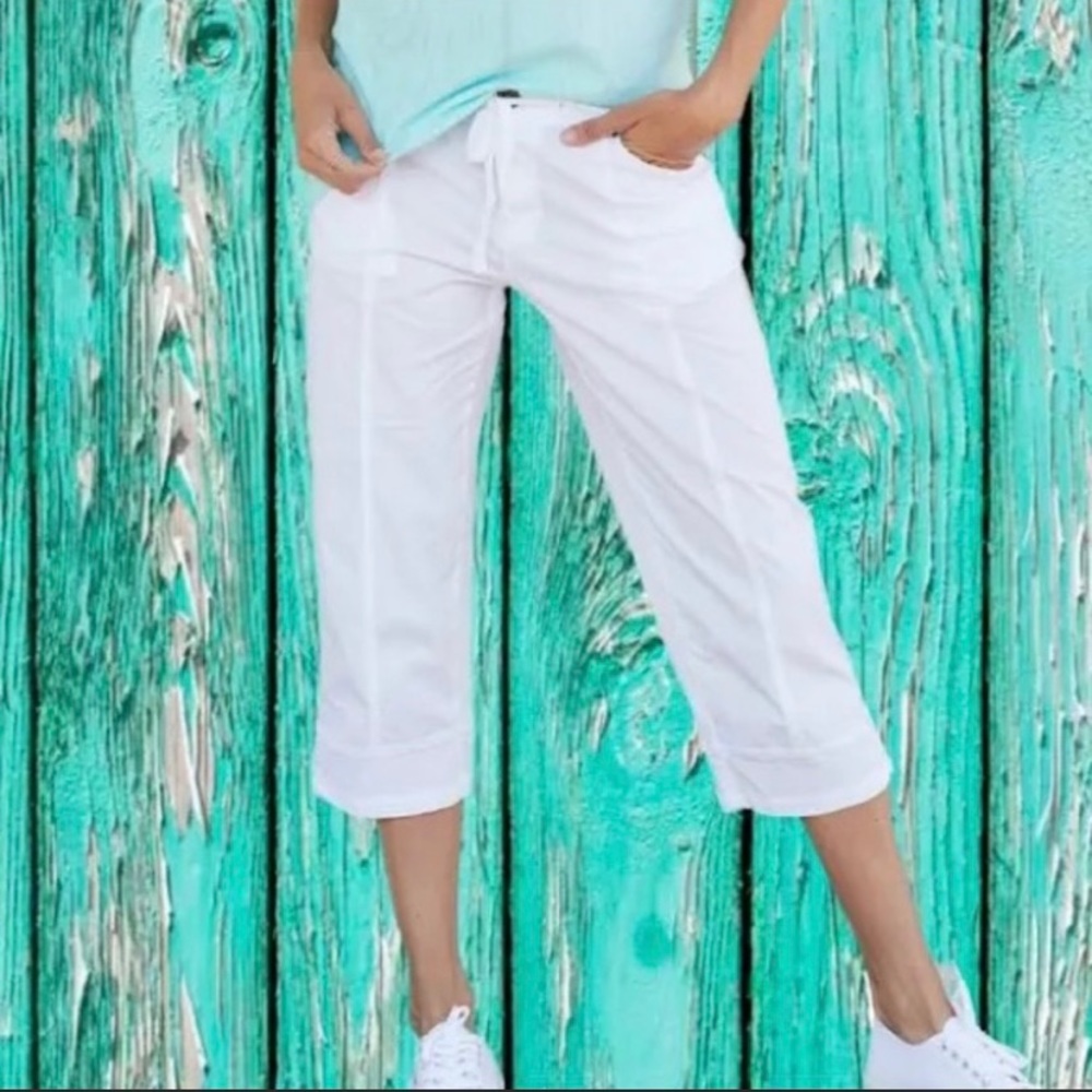 Fresh produce stretch brodcloth safari white pants